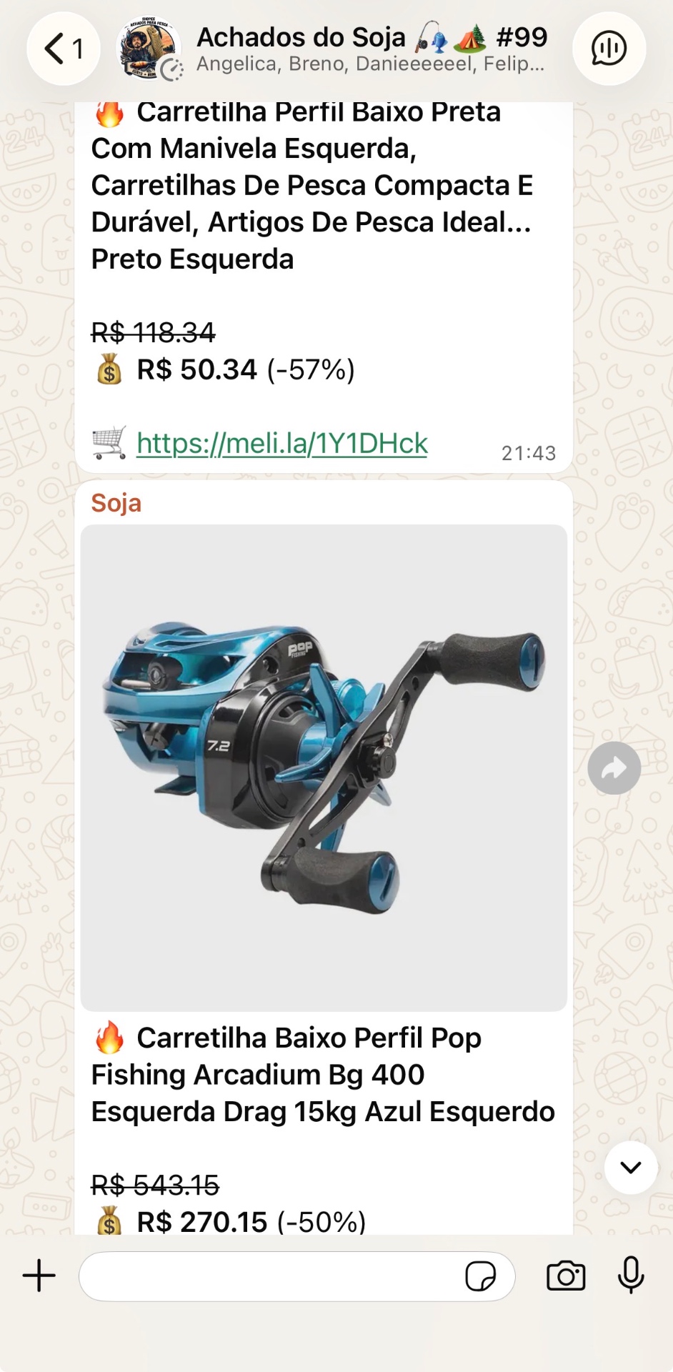 Carretilha em destaque no grupo