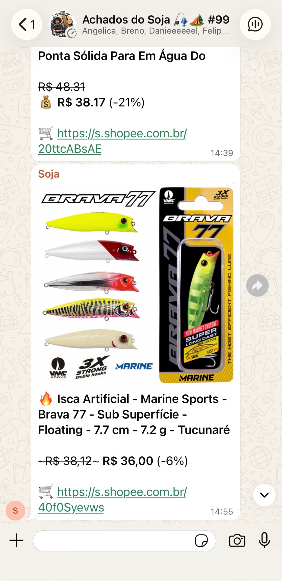Isca artificial no grupo