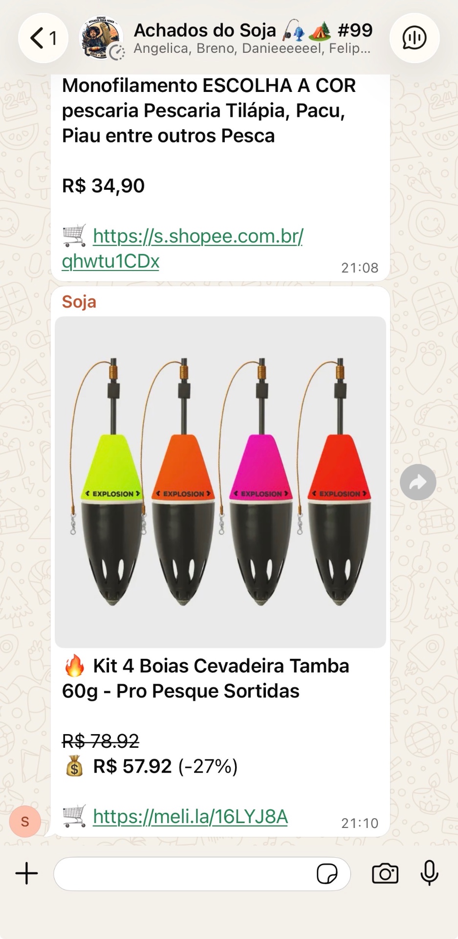 Boias cevadeira no grupo