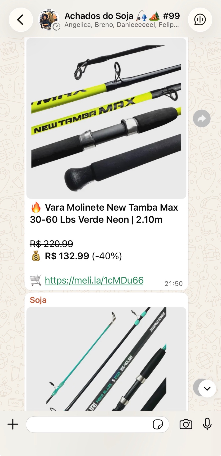 Vara de pesca no grupo
